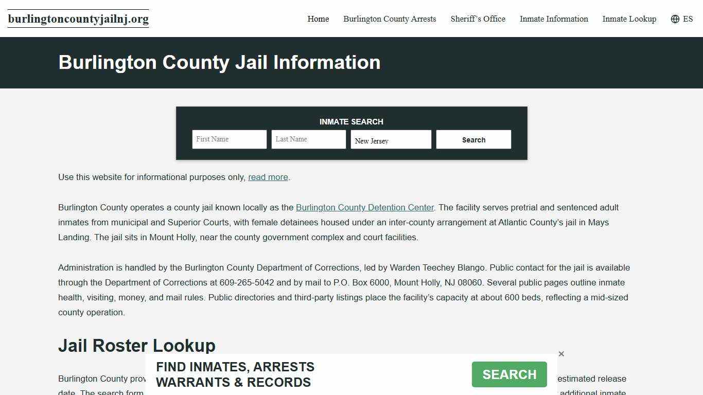 Burlington County, NJ Jail Roster, Inmate Info